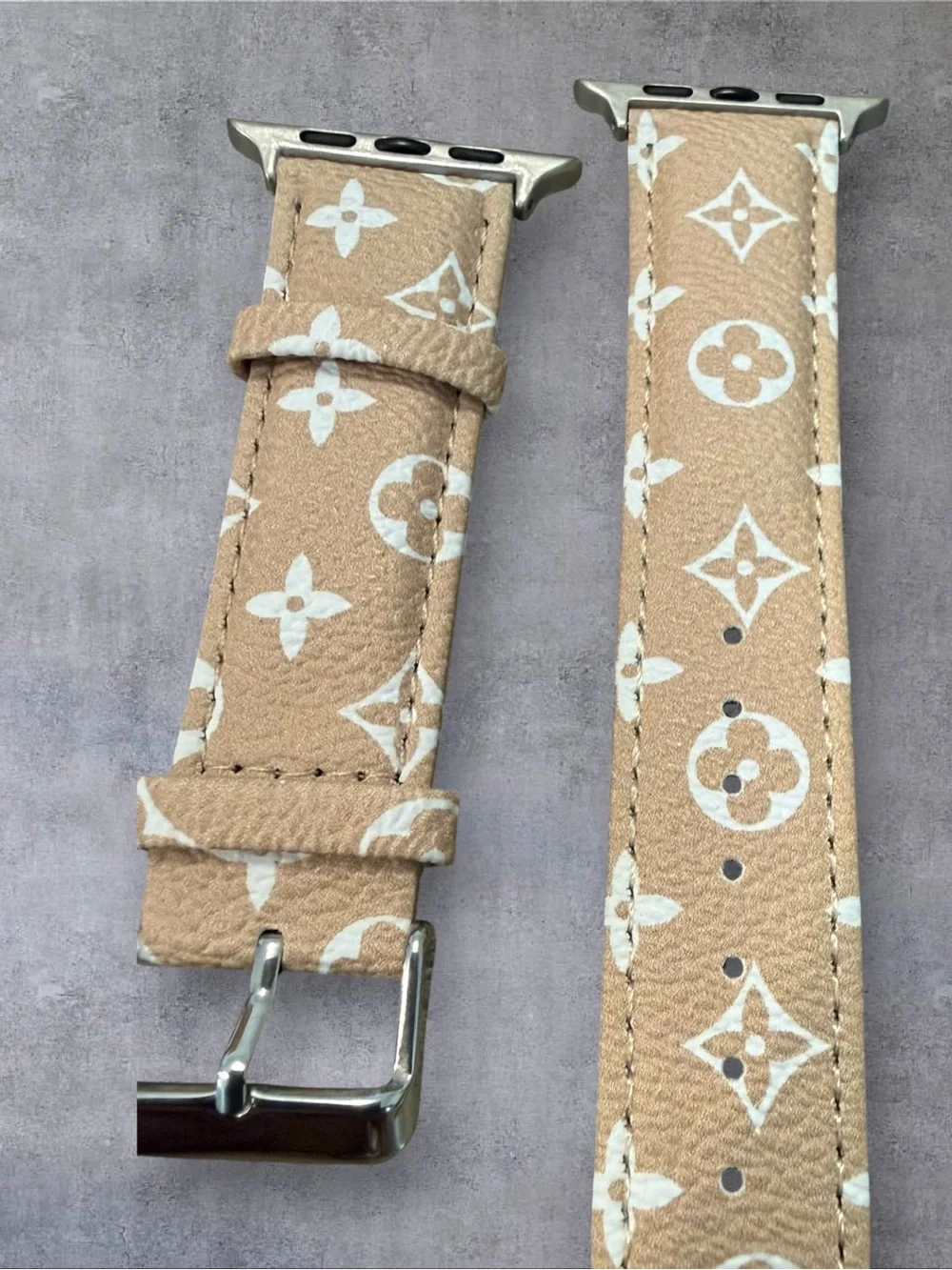 NWOT Designer-Style Tan Monogram Apple Watch Band